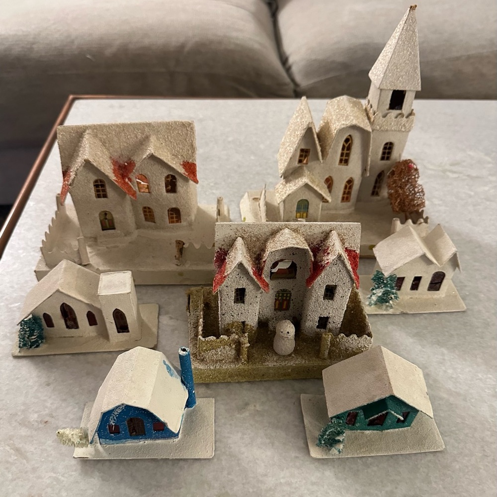 Vintage Putz Christmas Village Set